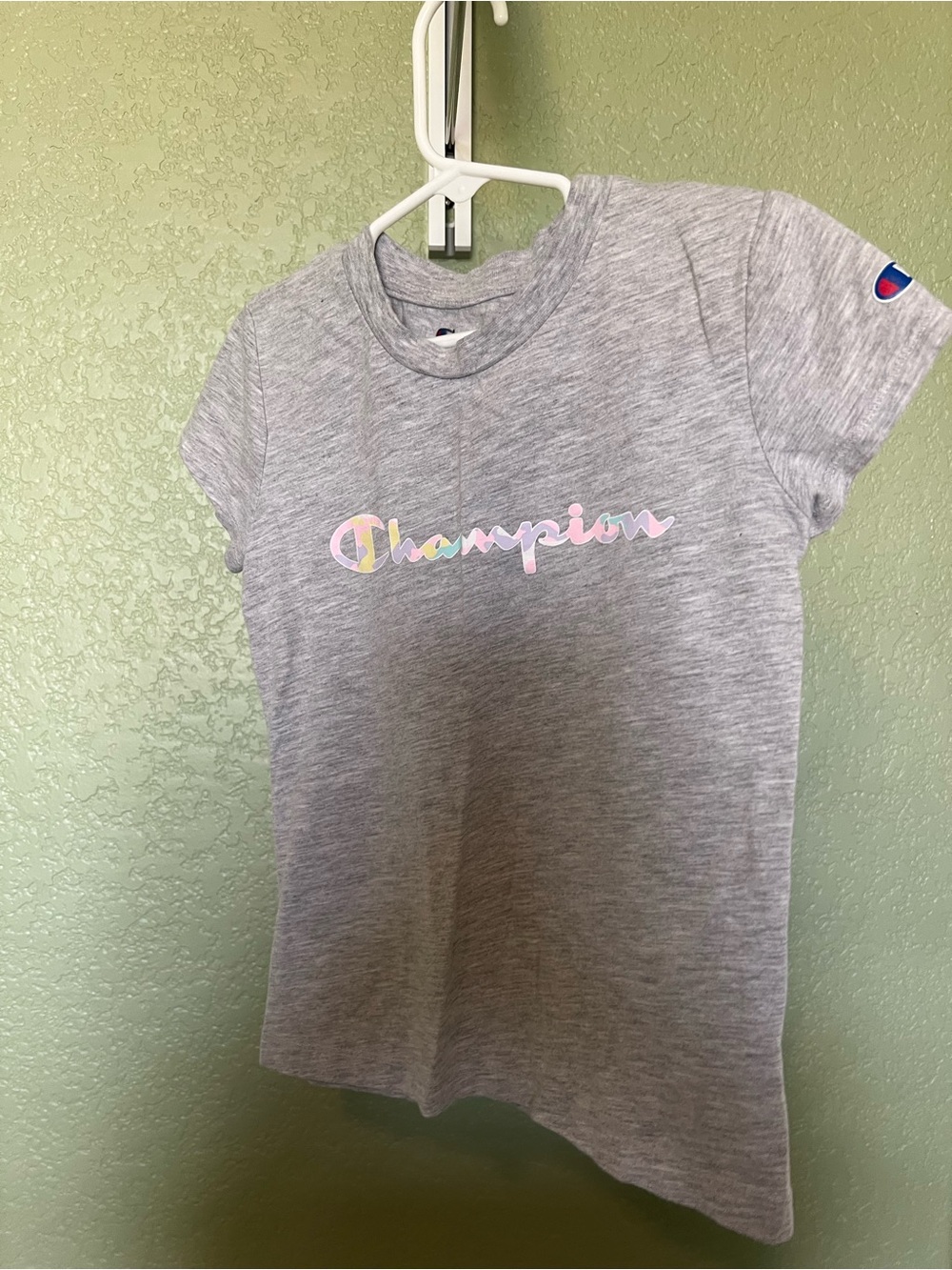 Champion Grey Tee with Pastel Logo
